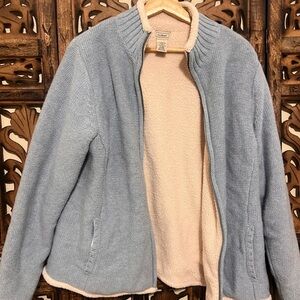 L.L. Bean Women's Light Blue wool Teddy Jacket